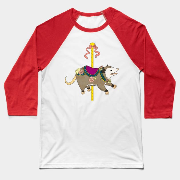 Opossum Carousel Baseball T-Shirt by Hillopurkki